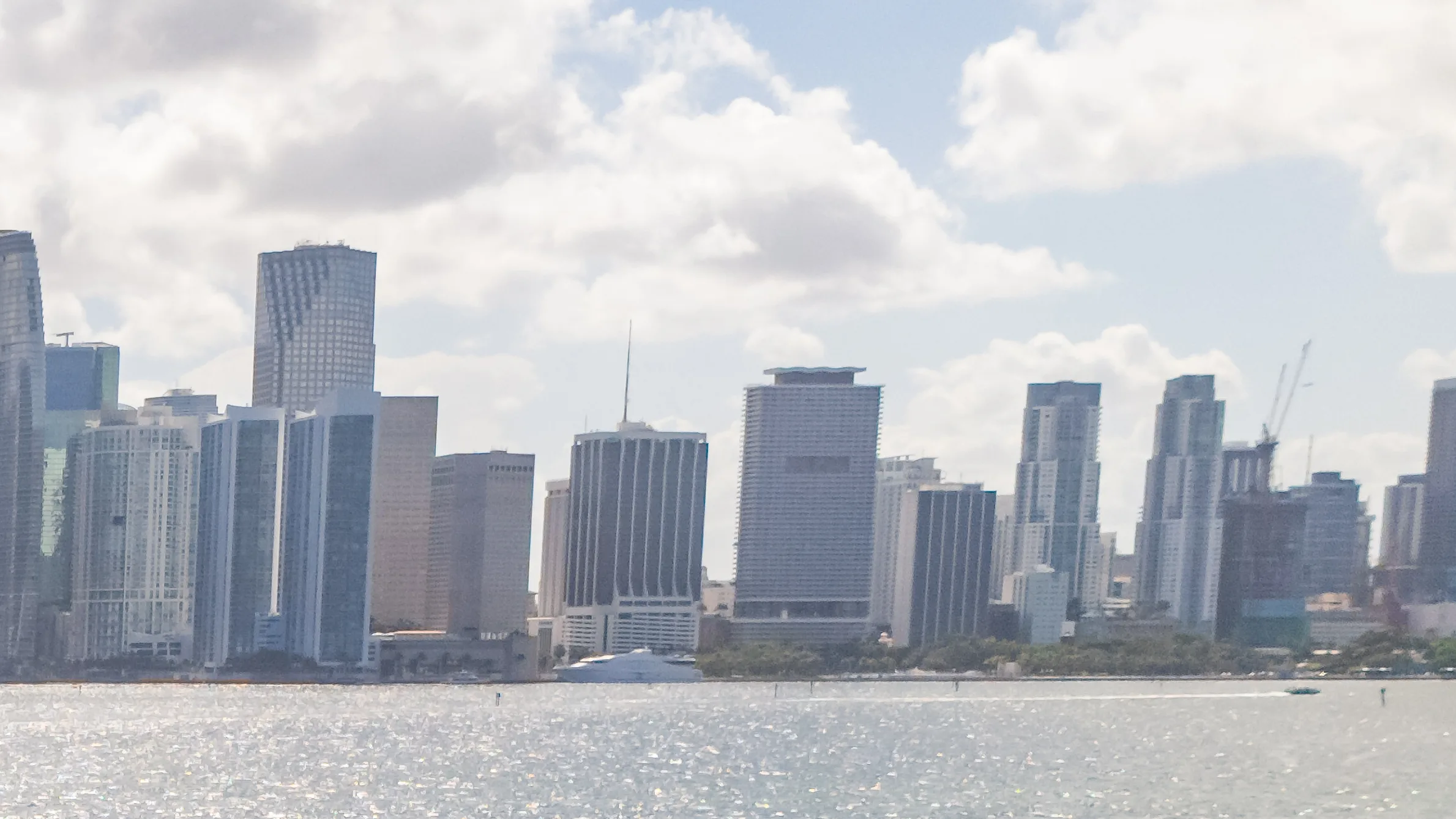 Downtown Miami from the bay, in daylight.